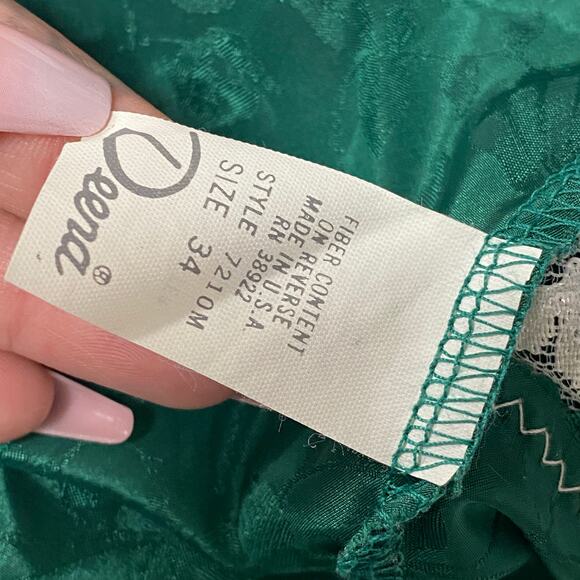 Vintage Deena Womens Size 34 Green White Lacey Nightie Cami Top - Picture 4 of 5